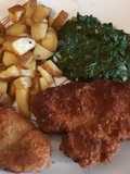 Schnitzel with oven roasted potatoes
