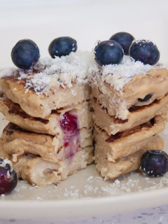 Una foto de Tortitas de arándanos (veganas)