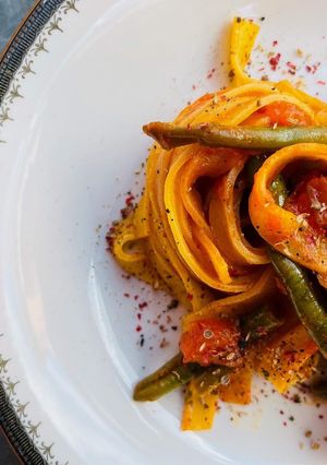 Foto di Tagliatelle ai fagiolini e pomodori