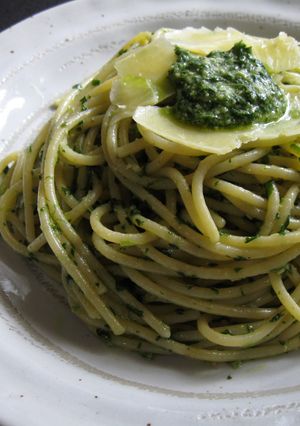 A picture of Edible Chrysanthemum Pesto.