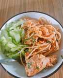 Mì ý gà quay sốt tôm