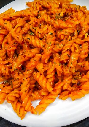 A picture of Masala Pasta. /Indian Style Pasta.