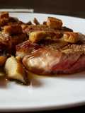 Entrecotte con portobello y foie