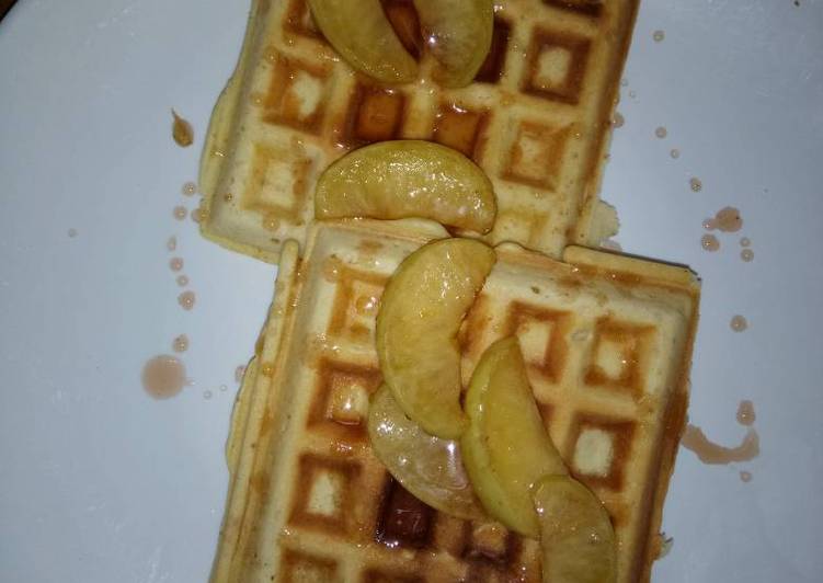 Simple Way to Prepare Any-night-of-the-week Honey drizzled waffles with sauteed apples