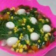 Sayur bayam jagung telur puyuh