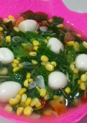 Foto resep Sayur bayam jagung telur puyuh