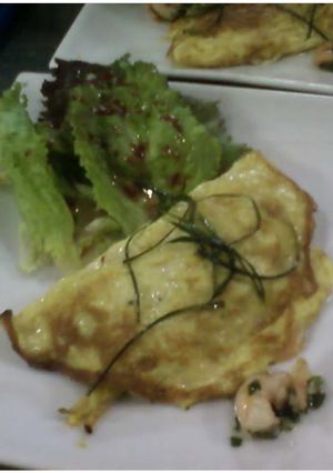 Una foto de Crepes de kanikama y compota de puerro para 6 personas