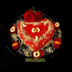 A picture of Beetroot Gajar Halwa Cake - Beetroot Carrot Halwa Valentines Cake.