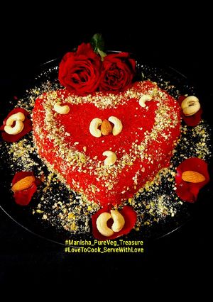 A picture of Beetroot Gajar Halwa Cake - Beetroot Carrot Halwa Valentines Cake.