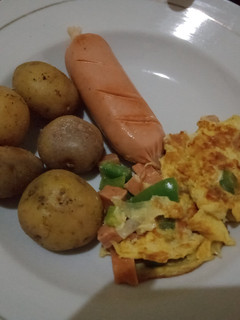 Foto resep 90. Baked potatoes black pepper with omelet sausage