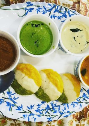 A picture of Tricolour Idli.