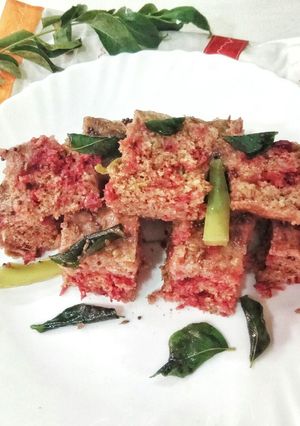 A picture of Ragi and Beetroot Dhokla.