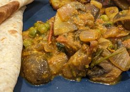 Mushroom muttar sabzi