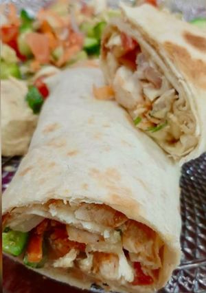 A picture of Arabic shuwarma wrap.
