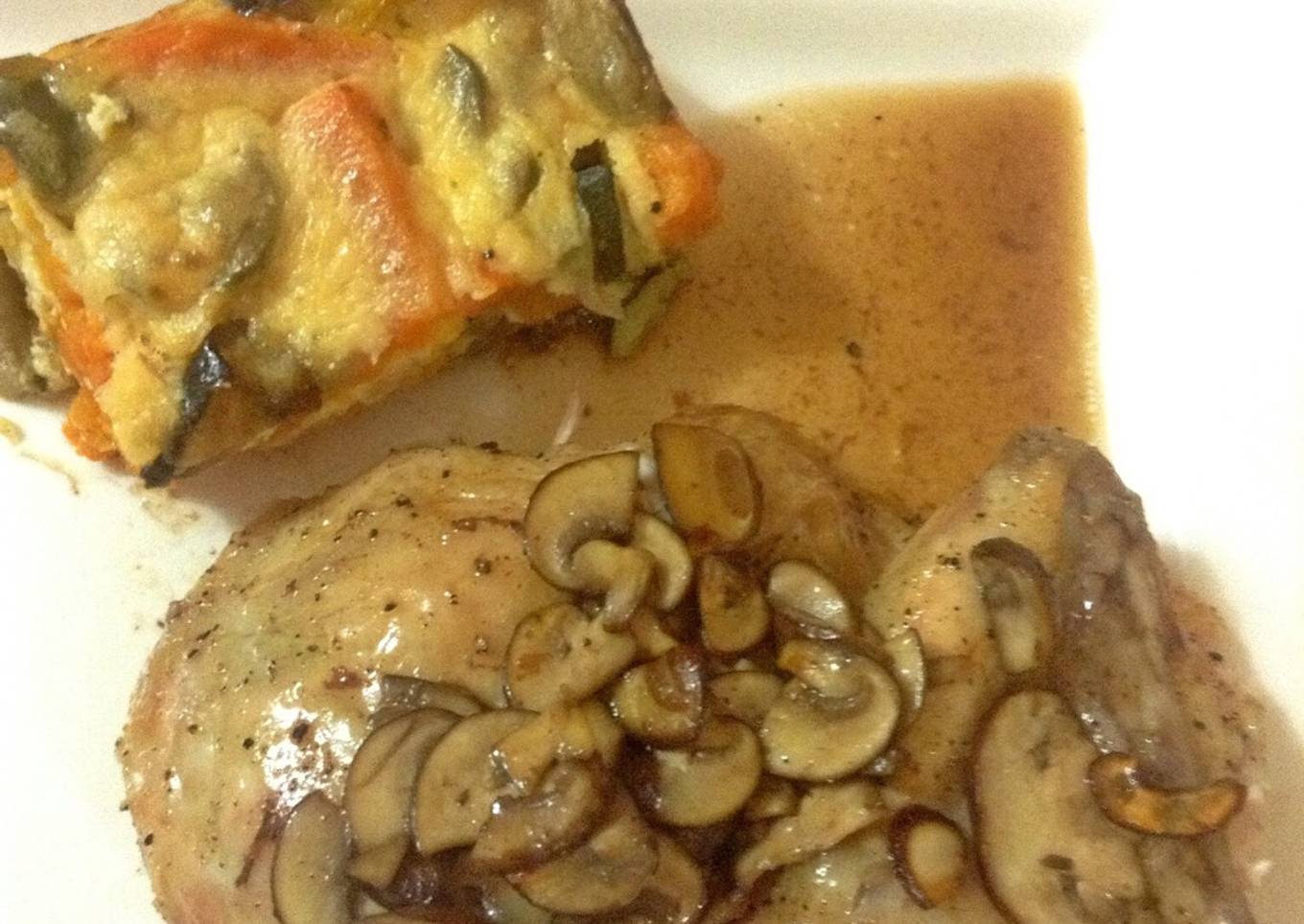 Roast Chicken with Wild Mushroom and Madeira Roasting Juice