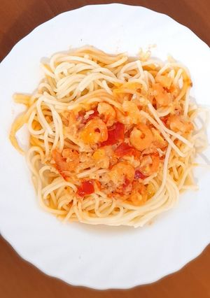 Tejszínes garnélás tészta recept fotója