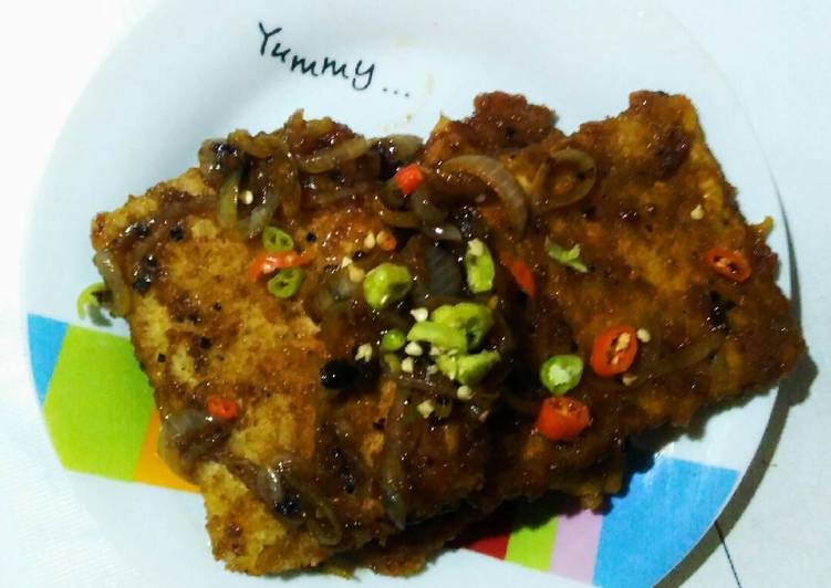 Tempe katsu saus lada hitam