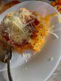 Zapallo Spaghetti con salsa de vegetales
