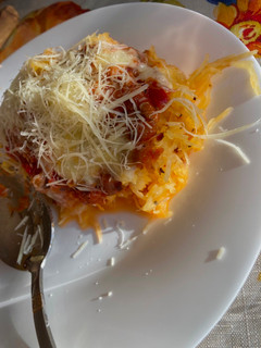 Una foto de Zapallo Spaghetti con salsa de vegetales