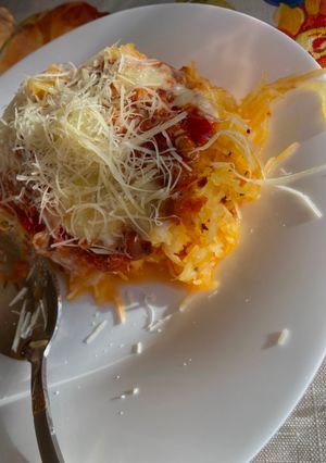 Una foto de Zapallo Spaghetti con salsa de vegetales