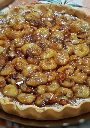 Una foto de Tarta de banana y dulce de leche