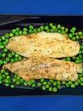 Abadejo al horno con guisantes