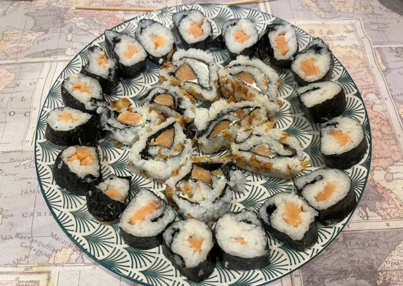 Sushi variado casero