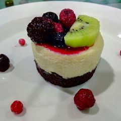 A picture of Brownie bottom cheesecake.