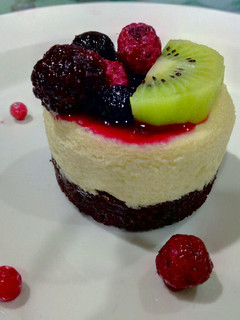 A picture of Brownie bottom cheesecake.
