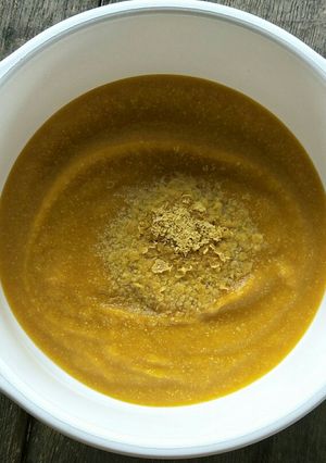 Foto resep MPasi 6mo+ Labu kuning, bubuk tahu, sawi putih,kaldu ayam, yeast