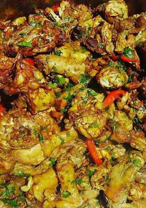 A picture of Wet fry kienyeji chicken.