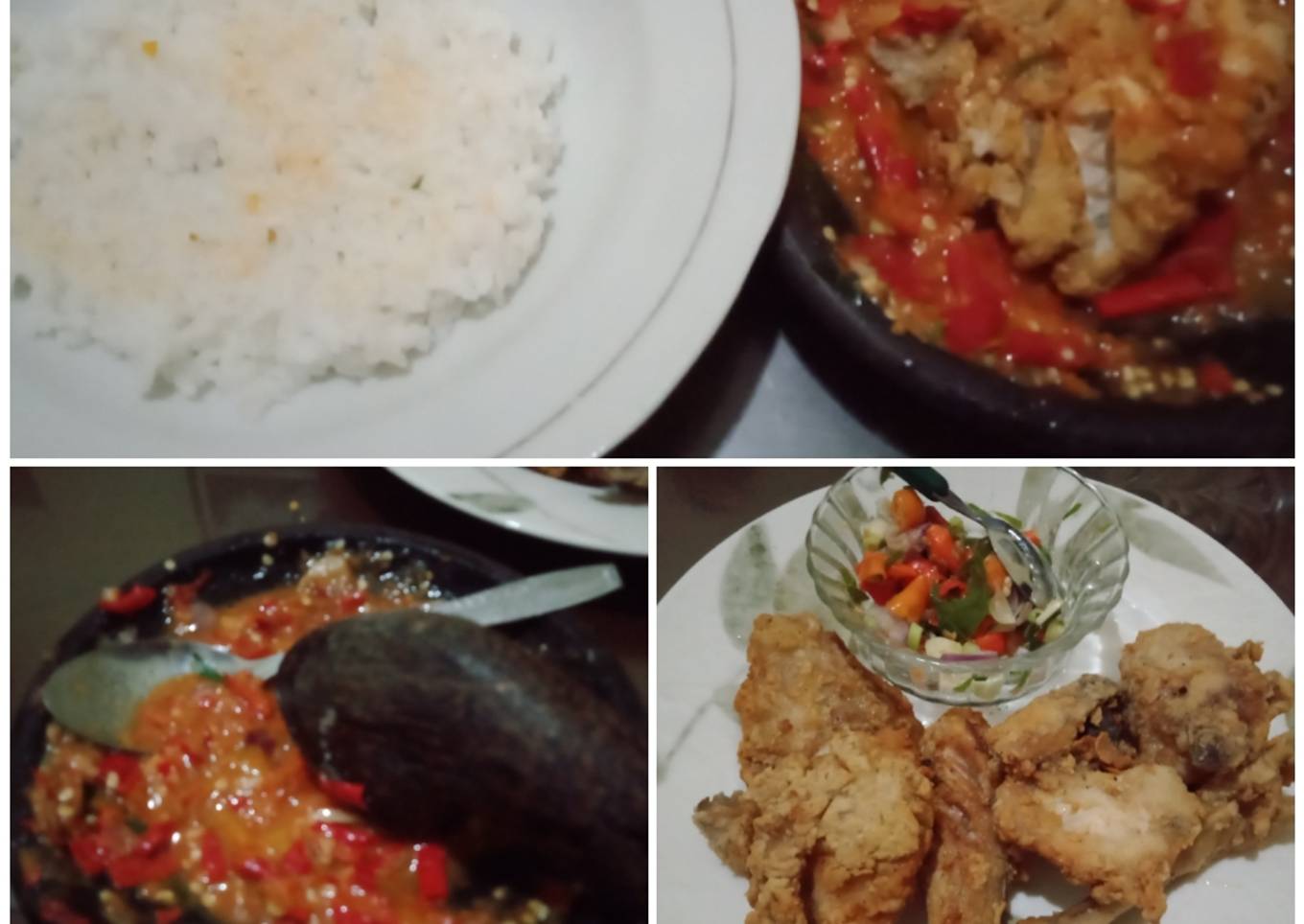 97. Ayam geprek sambal matah dan sambel terasi