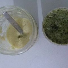 Ginger garlic paste,And Green chillies, Mints Coriander leave A picture of Ginger garlic paste,And Green chillies, Mints Coriander leave.