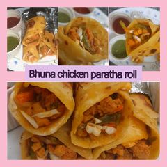 A picture of Bhuna chicken paratha roll😍.