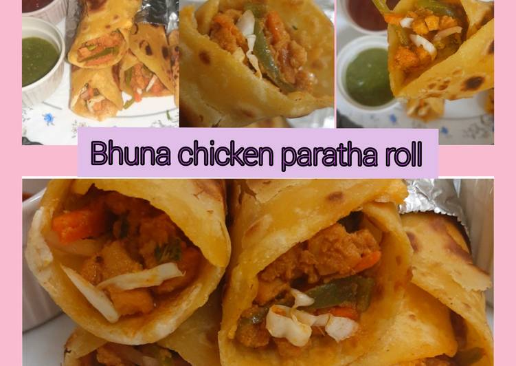 Bhuna chicken paratha roll😍