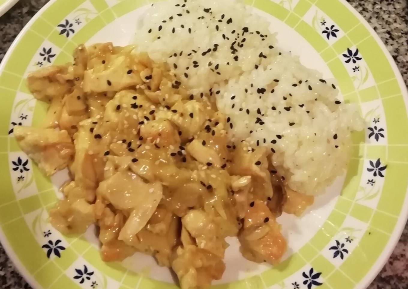Pollo al champiñón con arroz cremoso
