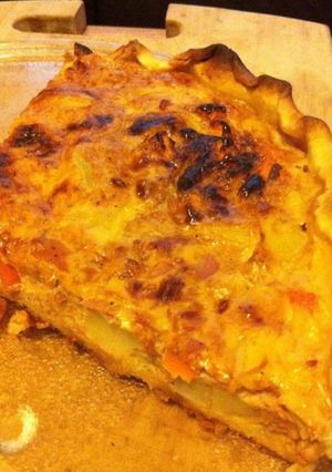 Une photo de Tarte au saumon fumé fromage et légumes