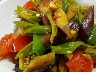 Eggplant pepper and tomato Stirfry 炒三茄 - vegan
