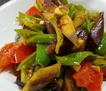 Update, Make Recipe Eggplant pepper and tomato Stirfry vegan Delicious and Healthy