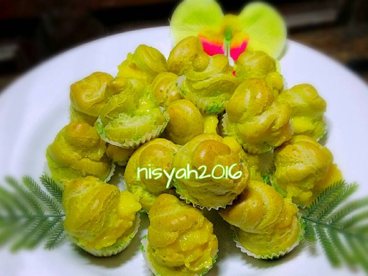 Resep Sus Mini Pandan Vla Jagung Santan ~ Empuk, Kokoh, Irit Telur 😊 Kekinian