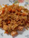 Arroz con pota y salmón