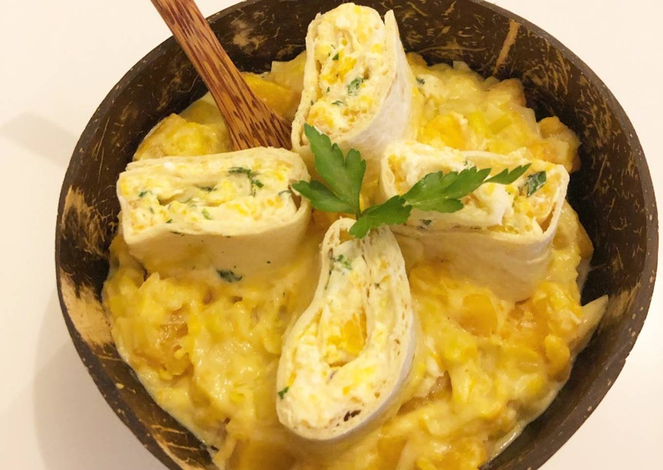 Mash poireaux-butternut et petits roulés chèvre noisettes 🌯🥣🌱