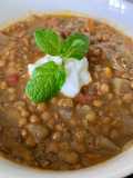 Moroccan Lentil and Eggplant Soup