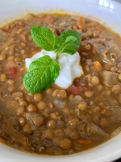 A picture of Moroccan Lentil and Eggplant Soup.