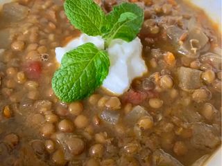 Moroccan Lentil and Eggplant Soup
