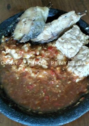 Foto resep Sambal tomat + tempe penyet basah