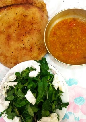 عکسی از دستور اشکنه گیشنیز مامان پز با تافتون محلی
