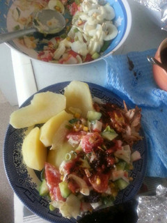 A picture of Boiled Irish Potato with Salad.