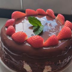 A picture of Keto Strawberries and Chocolate Cake.
