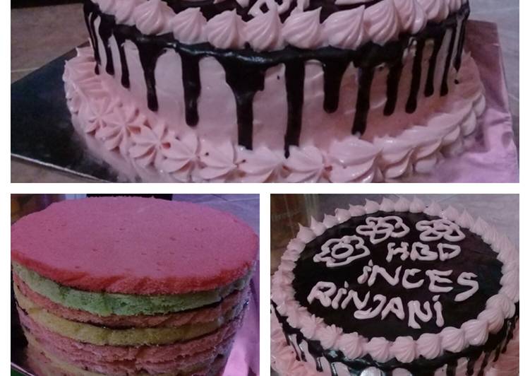 Resep Rainbow cake ultah Anti Gagal
